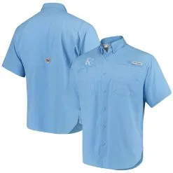 Men's Kansas City Royals Columbia Light Blue Omni-Wind Tamiami Button-Down Shirt