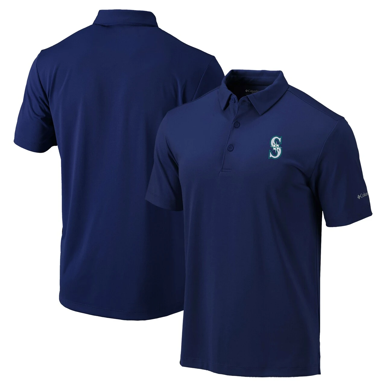 Men's Seattle Mariners Columbia Navy Omni-Wick Drive Polo