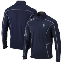 Men's Seattle Mariners Columbia Navy Shotgun Omni-Wick Quarter-Zip Pullover Jacket