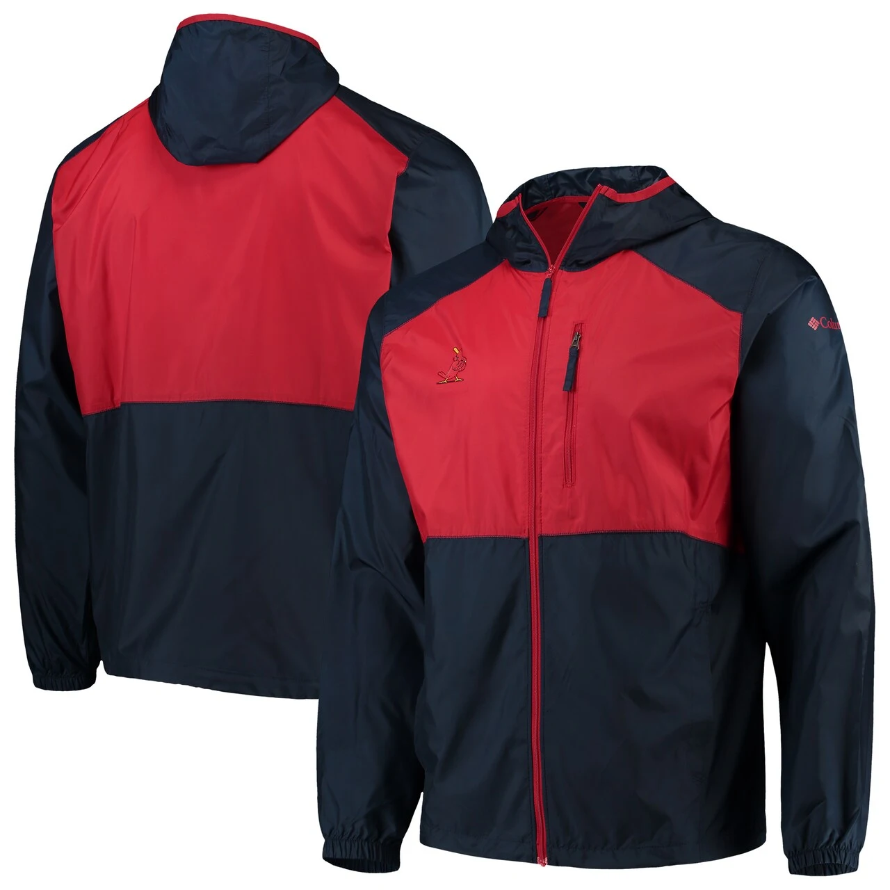 Men's St. Louis Cardinals Columbia Navy Cooperstown Collection Flash Forward Full-Zip Windbreaker Jacket