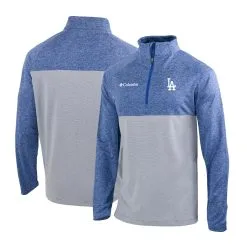 Men's Los Angeles Dodgers Columbia Royal Omni-Wick Rockin' It Quarter-Zip Pullover Jacket