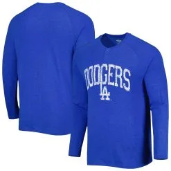 Men's Los Angeles Dodgers Concepts Sport Royal Inertia Raglan Long Sleeve Henley T-Shirt