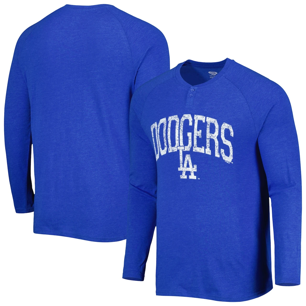 Men's Los Angeles Dodgers Concepts Sport Royal Inertia Raglan Long Sleeve Henley T-Shirt
