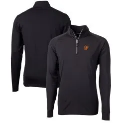 Men's Baltimore Orioles Cutter & Buck Black Adapt Eco Knit Stretch Recycled Quarter-Zip Pullover Top