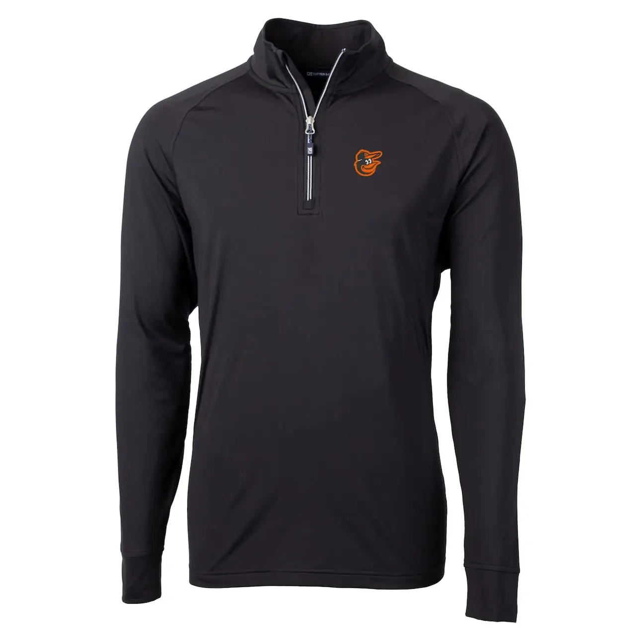 Men's Baltimore Orioles Cutter & Buck Black Adapt Eco Knit Stretch Recycled Quarter-Zip Pullover Top - Image 2