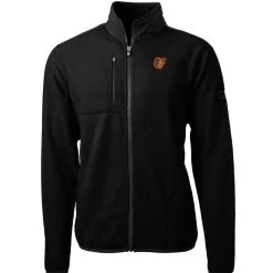 Men's Baltimore Orioles Cutter & Buck Black Cascade Eco Sherpa Fleece Full-Zip Jacket