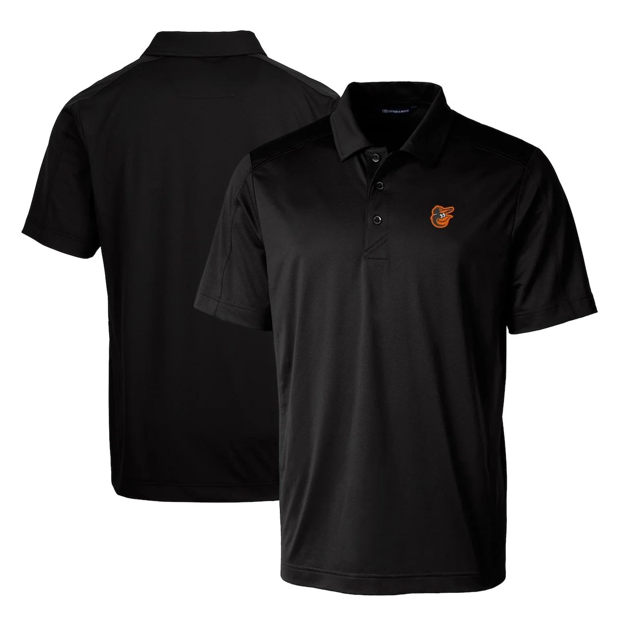 Men's Baltimore Orioles Cutter & Buck Black Prospect Textured Stretch Polo