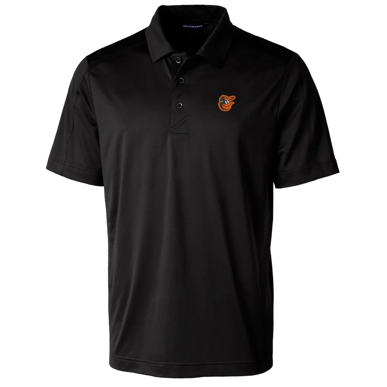 Men's Baltimore Orioles Cutter & Buck Black Prospect Textured Stretch Polo - Image 2