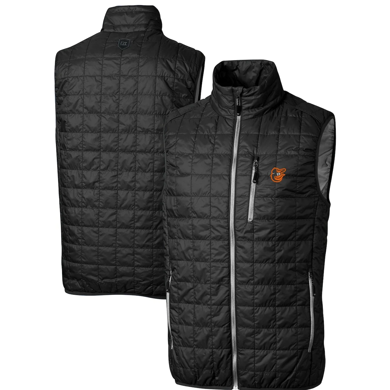 Men's Baltimore Orioles Cutter & Buck Black Rainier Full-Zip Puffer Vest