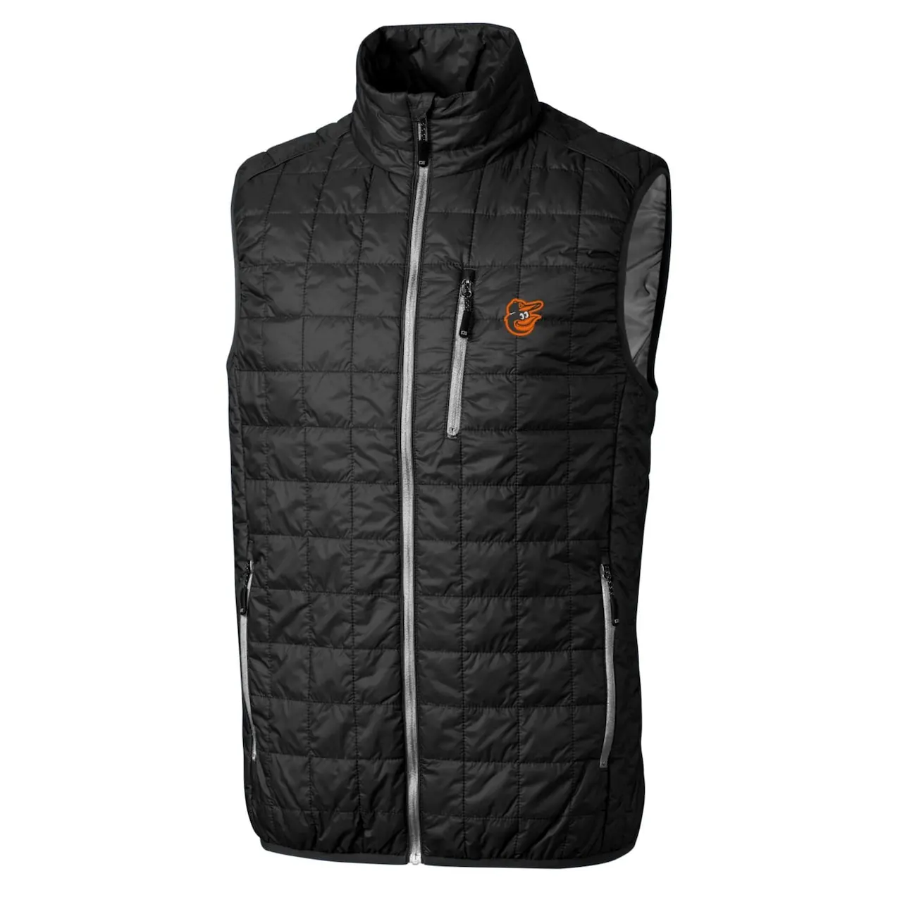 Men's Baltimore Orioles Cutter & Buck Black Rainier Full-Zip Puffer Vest - Image 2