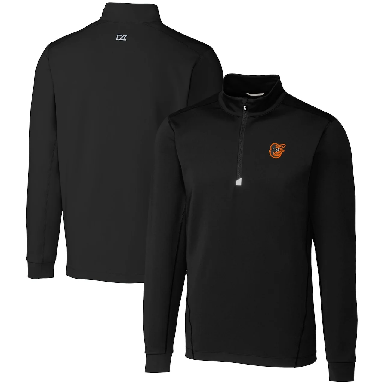 Men's Baltimore Orioles Cutter & Buck Black Traverse Stretch Quarter-Zip Pullover Top