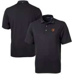 Men's Baltimore Orioles Cutter & Buck Black Virtue Eco Pique Recycled Polo