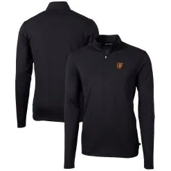 Men's Baltimore Orioles Cutter & Buck Black Virtue Eco Pique Recycled Quarter-Zip Pullover Top
