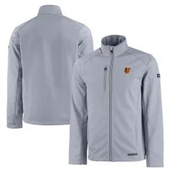Men's Baltimore Orioles Cutter & Buck Gray Evoke Eco Softshell Recycled Full-Zip Jacket
