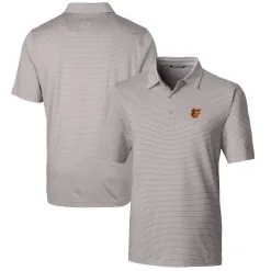 Men's Baltimore Orioles Cutter & Buck Gray Forge Pencil Stripe Stretch Polo