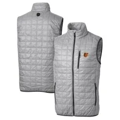 Men's Baltimore Orioles Cutter & Buck Gray Rainier Full-Zip Puffer Vest