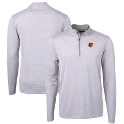 Men's Baltimore Orioles Cutter & Buck Gray Virtue Eco Pique Micro Stripe Recycled Quarter-Zip Pullover Top