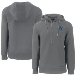 Men's Kansas City Royals Cutter & Buck Gray Roam Eco Half-Zip Recycled Pullover Hoodie