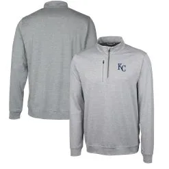 Men's Kansas City Royals Cutter & Buck Gray Stealth Heathered Quarter-Zip Pullover Top