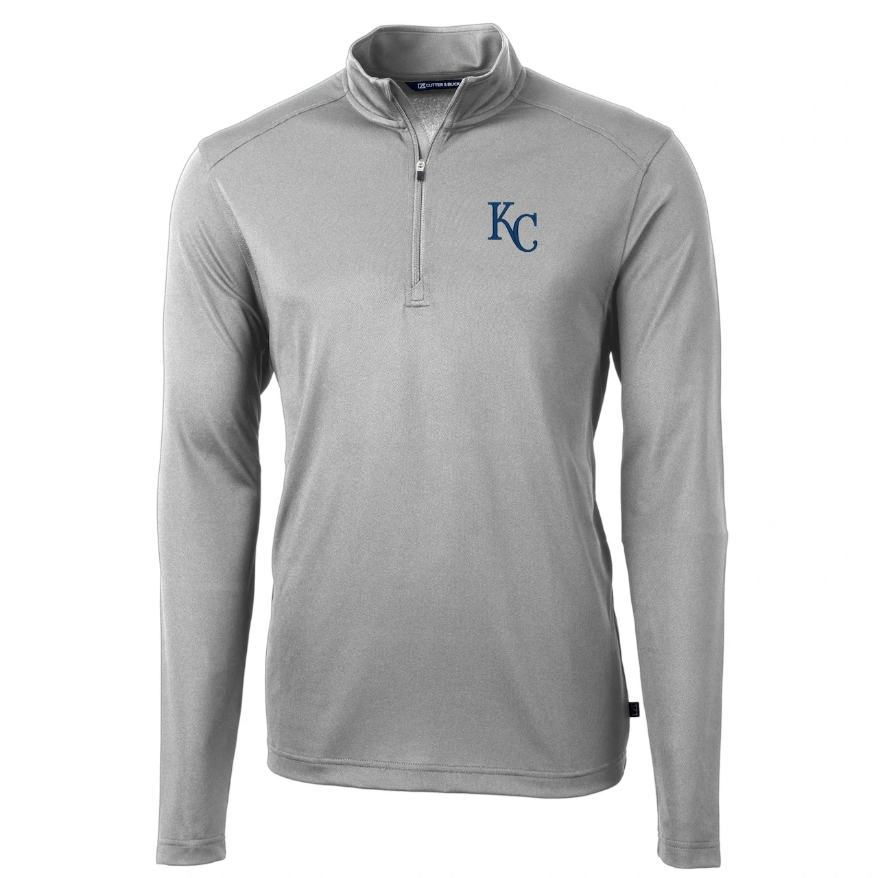 Men's Kansas City Royals Cutter & Buck Gray Virtue Eco Pique Recycled Quarter-Zip Pullover Top - Image 2