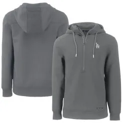 Men's Los Angeles Dodgers Cutter & Buck Gray Roam Eco Half-Zip Recycled Pullover Hoodie
