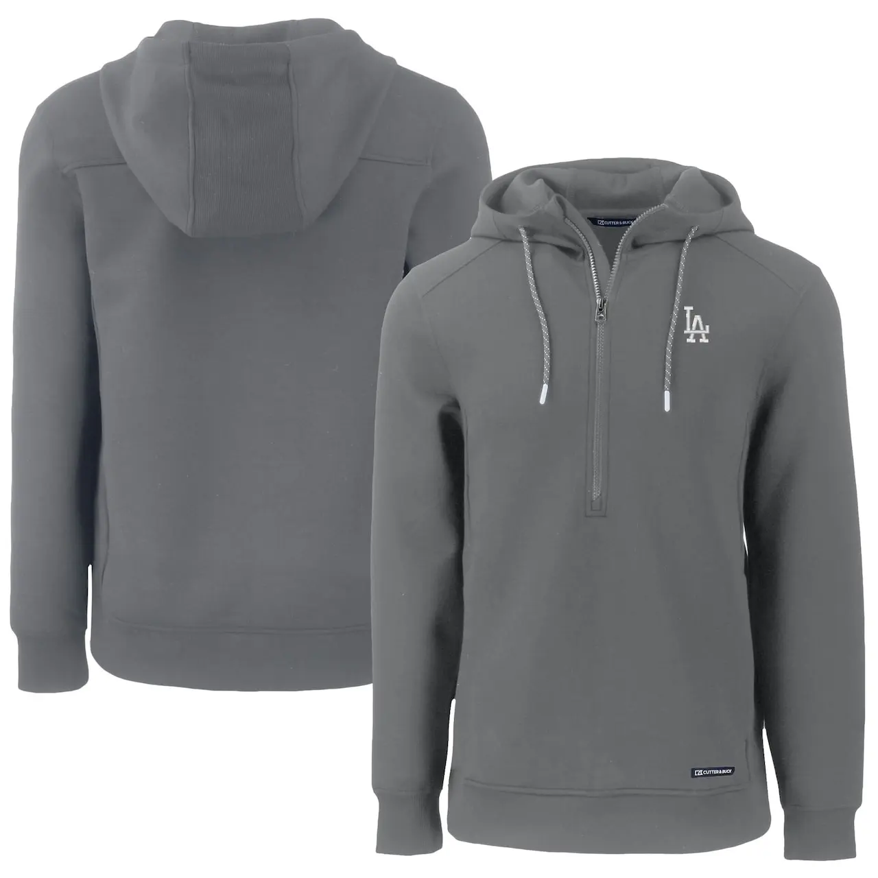 Men's Los Angeles Dodgers Cutter & Buck Gray Roam Eco Half-Zip Recycled Pullover Hoodie
