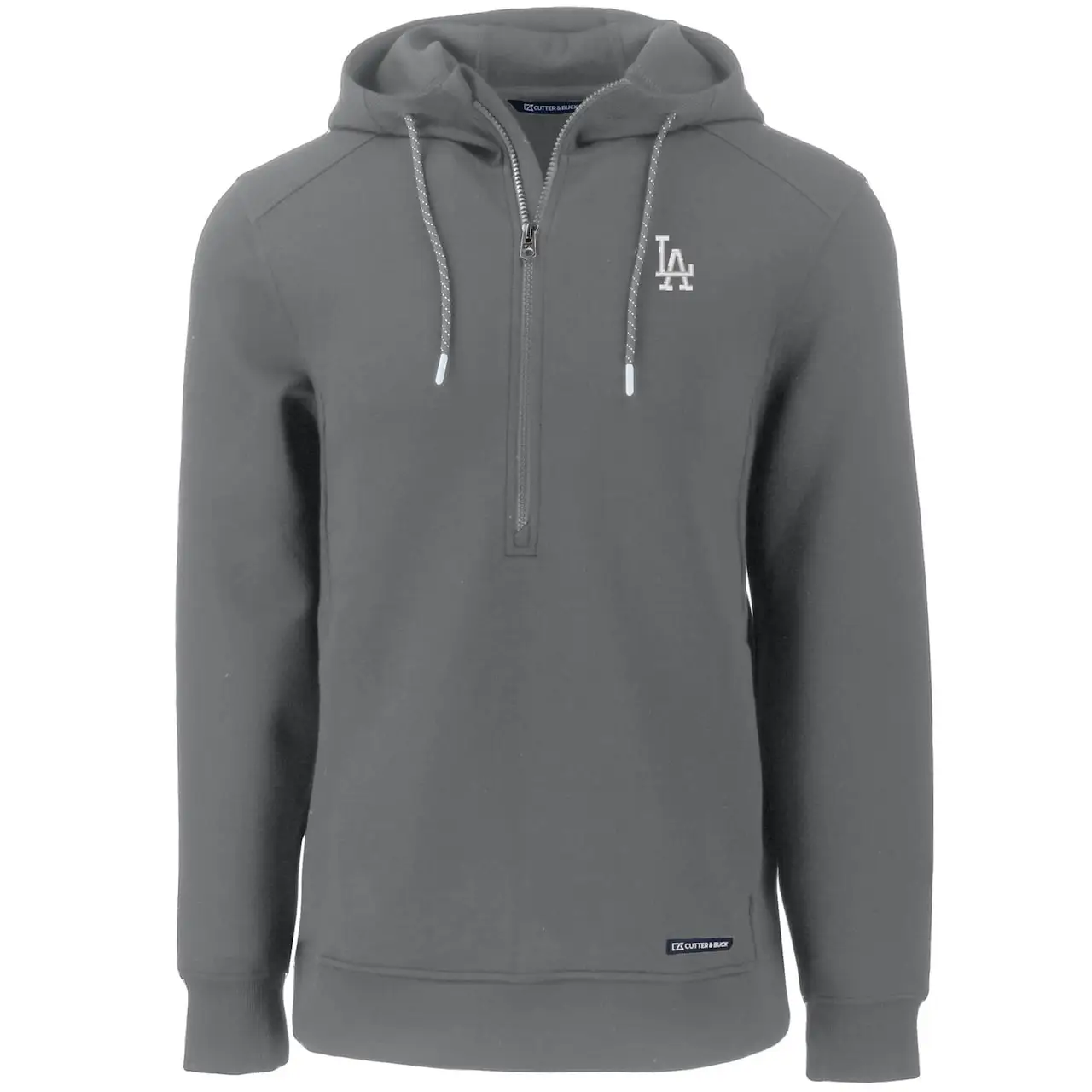 Men's Los Angeles Dodgers Cutter & Buck Gray Roam Eco Half-Zip Recycled Pullover Hoodie - Image 2