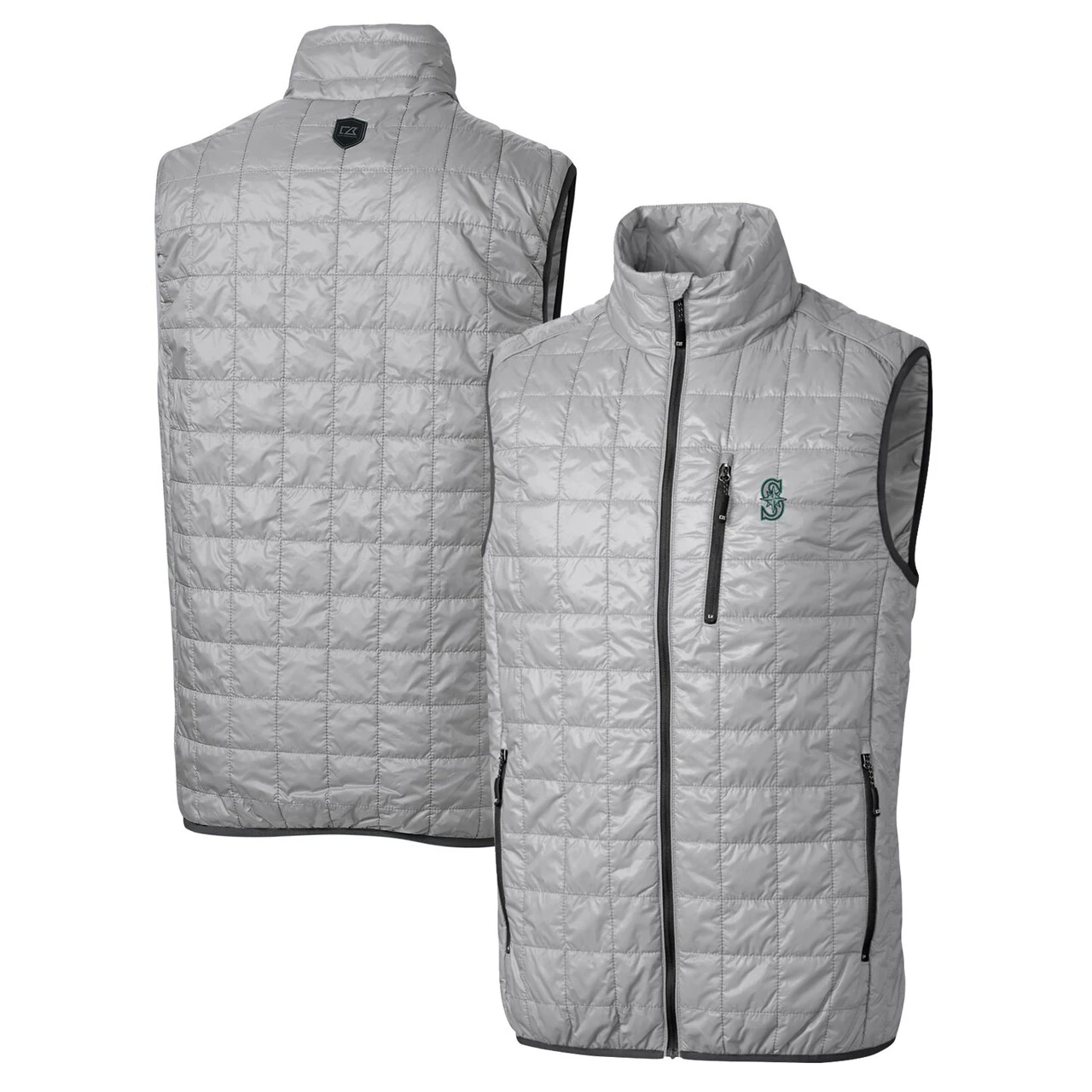 Men's Seattle Mariners Cutter & Buck Gray Rainier Full-Zip Puffer Vest