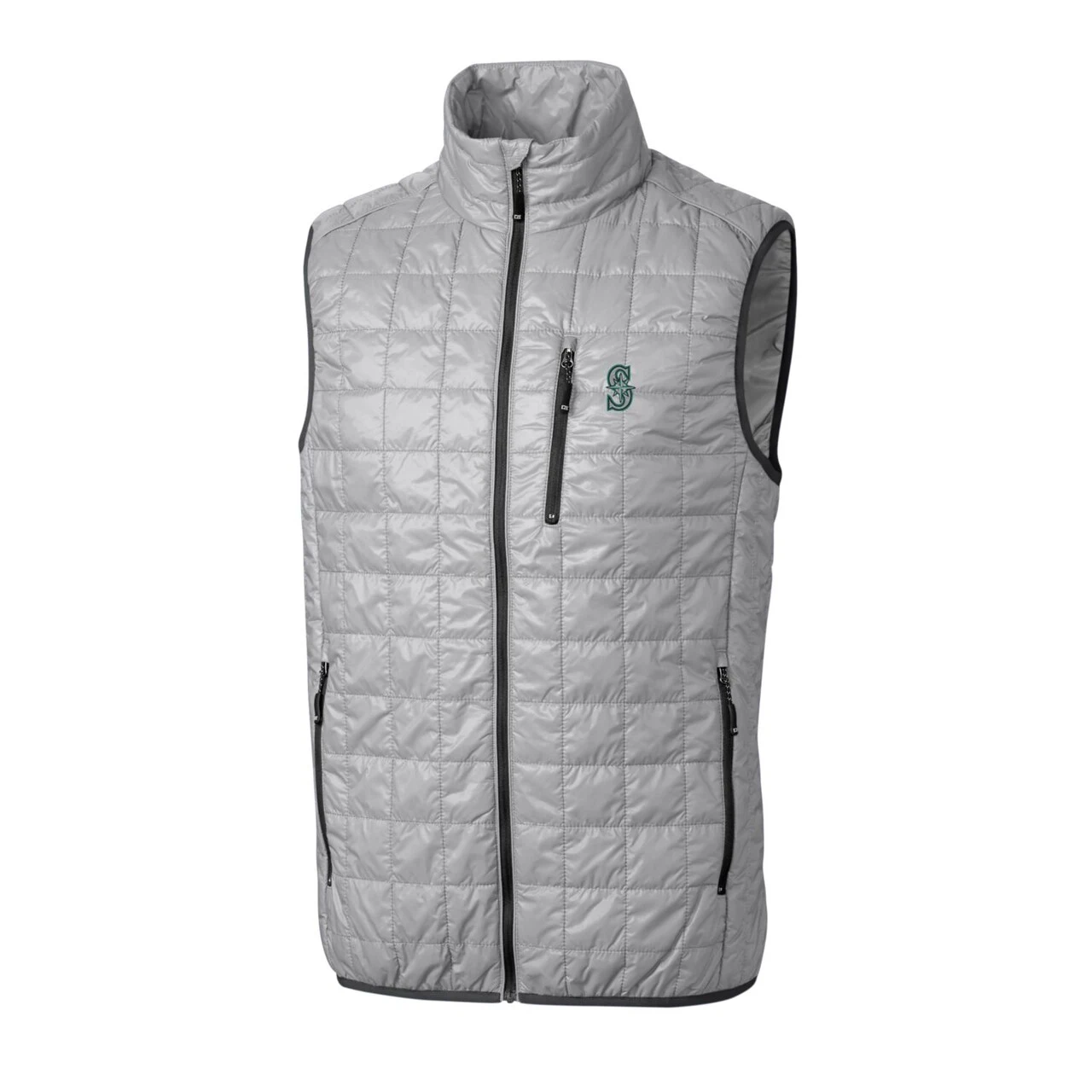 Men's Seattle Mariners Cutter & Buck Gray Rainier Full-Zip Puffer Vest - Image 2