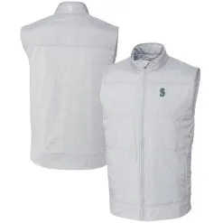 Men's Seattle Mariners Cutter & Buck Gray Stealth Hybrid Quilted Windbreaker Full-Zip Vest