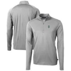 Men's Seattle Mariners Cutter & Buck Gray Virtue Eco Pique Recycled Quarter-Zip Pullover Top