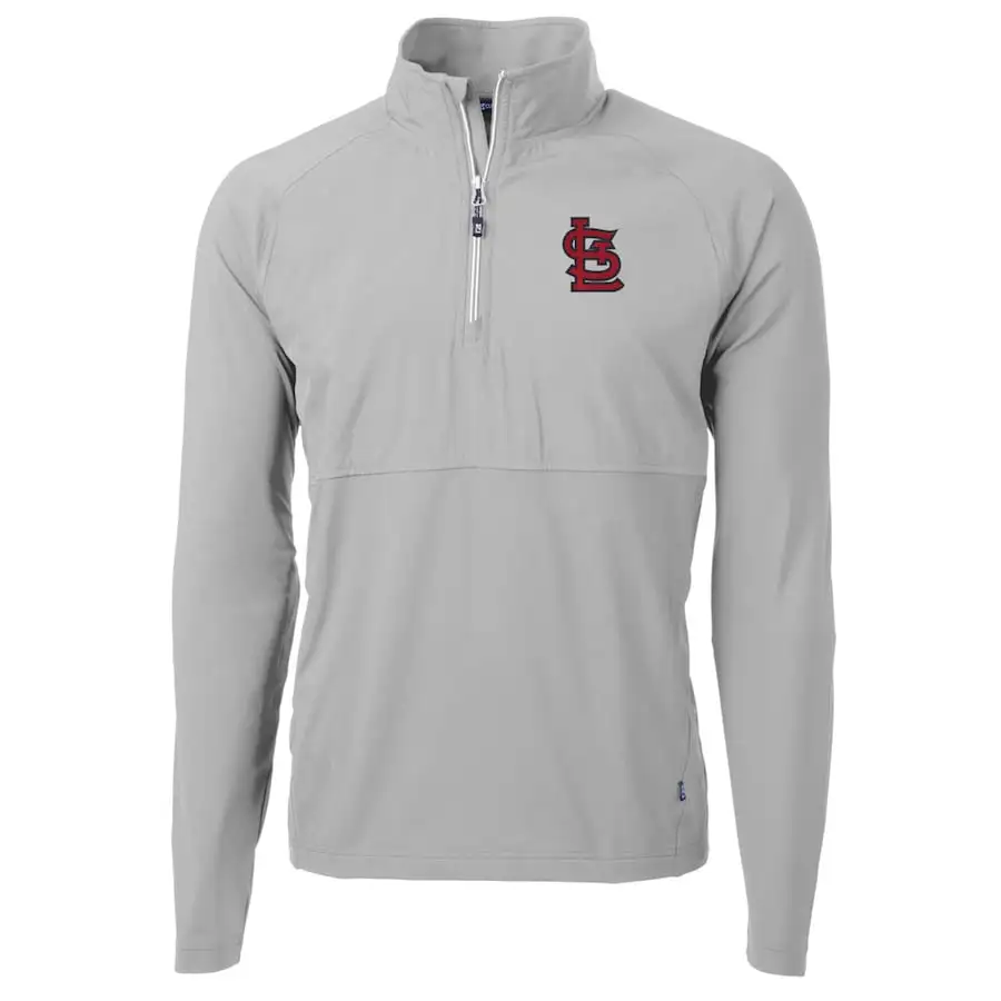 Men's St. Louis Cardinals Cutter & Buck Gray Adapt Eco Knit Hybrid Recycled Quarter-Zip Pullover Jacket