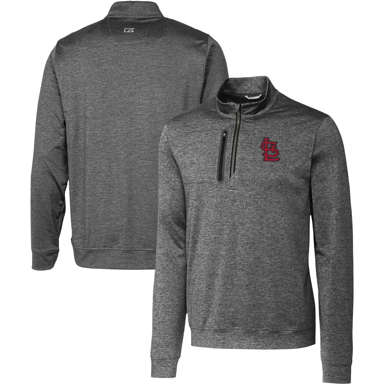 Men's St. Louis Cardinals Cutter & Buck Gray Stealth Heathered Quarter-Zip Pullover Top