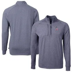 Men's Seattle Mariners Cutter & Buck Heather Navy Americana Logo Adapt Eco Knit Stretch Recycled Quarter-Zip Pullover Top