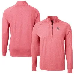 Men's Kansas City Royals Cutter & Buck Heather Red Americana Logo Adapt Eco Knit Stretch Recycled Quarter-Zip Pullover Top