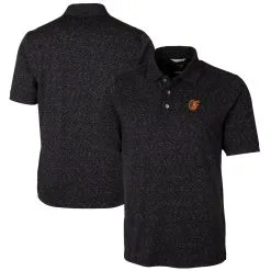 Men's Baltimore Orioles Cutter & Buck Heathered Black Advantage Space Dye Tri-Blend Polo