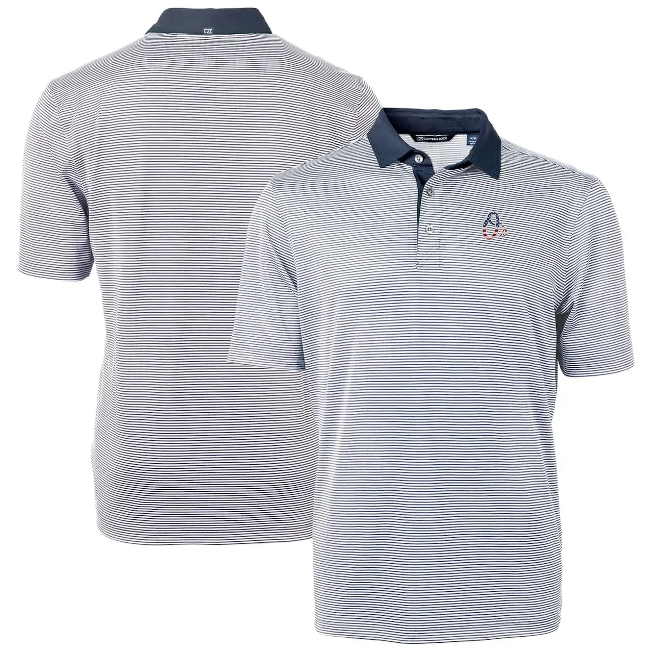 Men's Baltimore Orioles Cutter & Buck Navy Americana Logo Virtue Eco Pique Stripe Recycled Polo