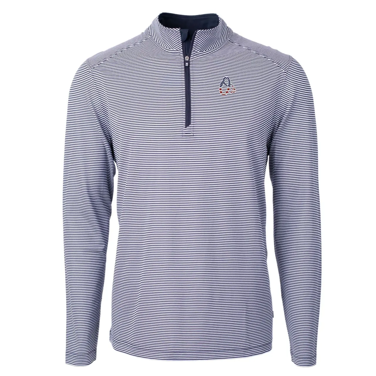 Men's Baltimore Orioles Cutter & Buck Navy Americana Logo Virtue Eco Pique Stripe Recycled Quarter-Zip Pullover Top - Image 2
