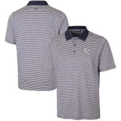 Men's Kansas City Royals Cutter & Buck Navy Forge Tonal Stripe Stretch Polo