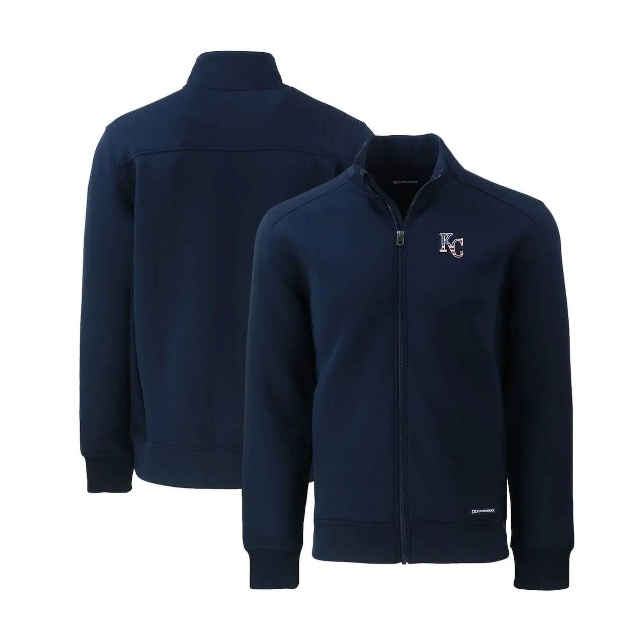 Men's Kansas City Royals Cutter & Buck Navy Stars & Stripes Roam Eco Recycled Full-Zip Jacket