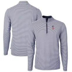 Men's Seattle Mariners Cutter & Buck Navy Americana Logo Big & Tall Virtue Eco Pique Recycled Quarter-Zip Pullover Top