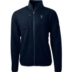 Men's Seattle Mariners Cutter & Buck Navy Cascade Eco Sherpa Fleece Full-Zip Jacket