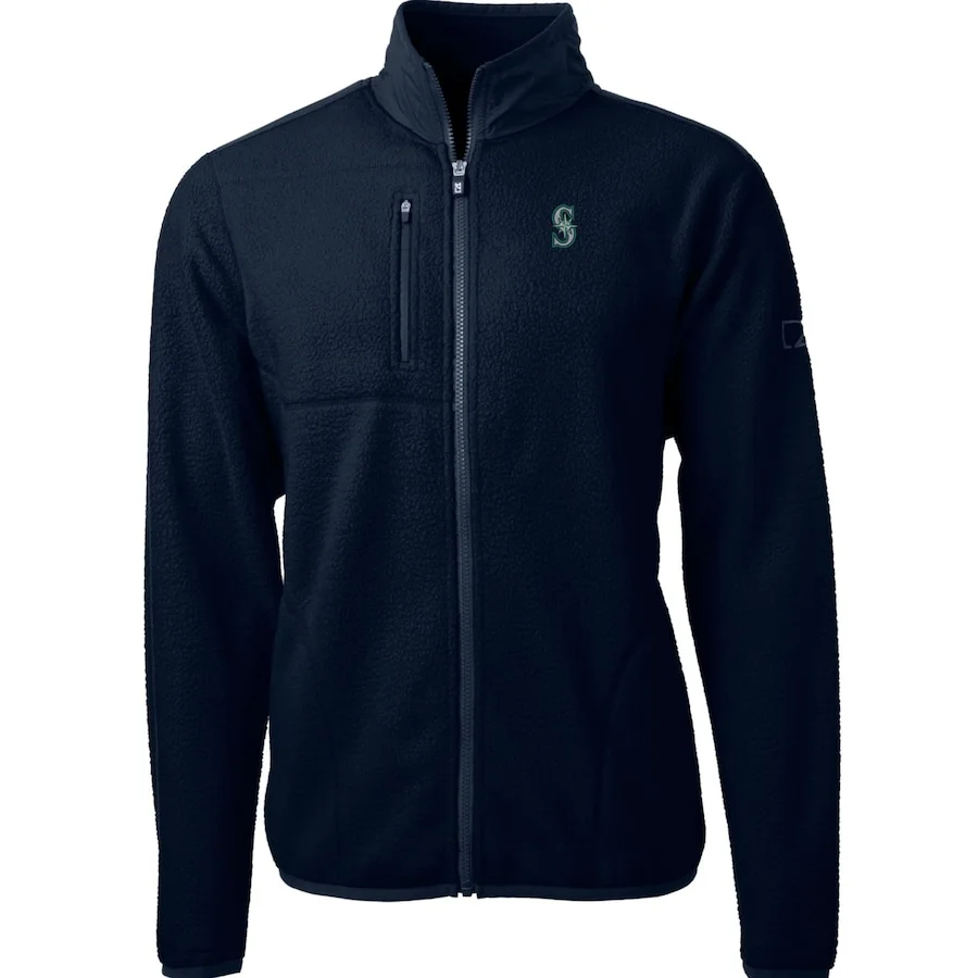 Men's Seattle Mariners Cutter & Buck Navy Cascade Eco Sherpa Fleece Full-Zip Jacket