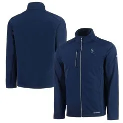 Men's Seattle Mariners Cutter & Buck Navy Evoke Eco Softshell Recycled Full-Zip Jacket