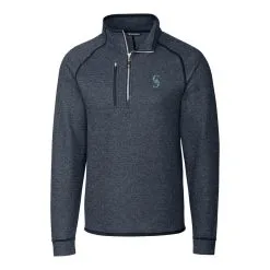 Men's Seattle Mariners Cutter & Buck Navy Mainsail Half-Zip Pullover Jacket