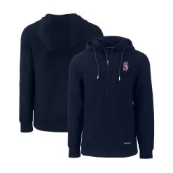 Men's Seattle Mariners Cutter & Buck Navy Stars & Stripes Roam Eco Half-Zip Recycled Pullover Hoodie