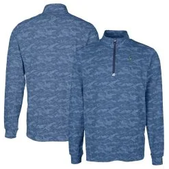 Men's Seattle Mariners Cutter & Buck Navy Traverse Camo Print Stretch Quarter-Zip Pullover Top
