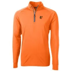 Men's Baltimore Orioles Cutter & Buck Orange Adapt Eco Knit Stretch Recycled Quarter-Zip Pullover Jacket