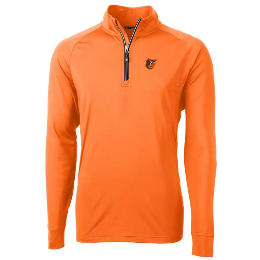 Men's Baltimore Orioles Cutter & Buck Orange Adapt Eco Knit Stretch Recycled Quarter-Zip Pullover Jacket