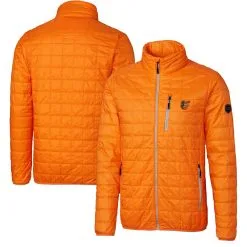 Men's Baltimore Orioles Cutter & Buck Orange Rainier Eco Insulated Full-Zip Puffer Jacket
